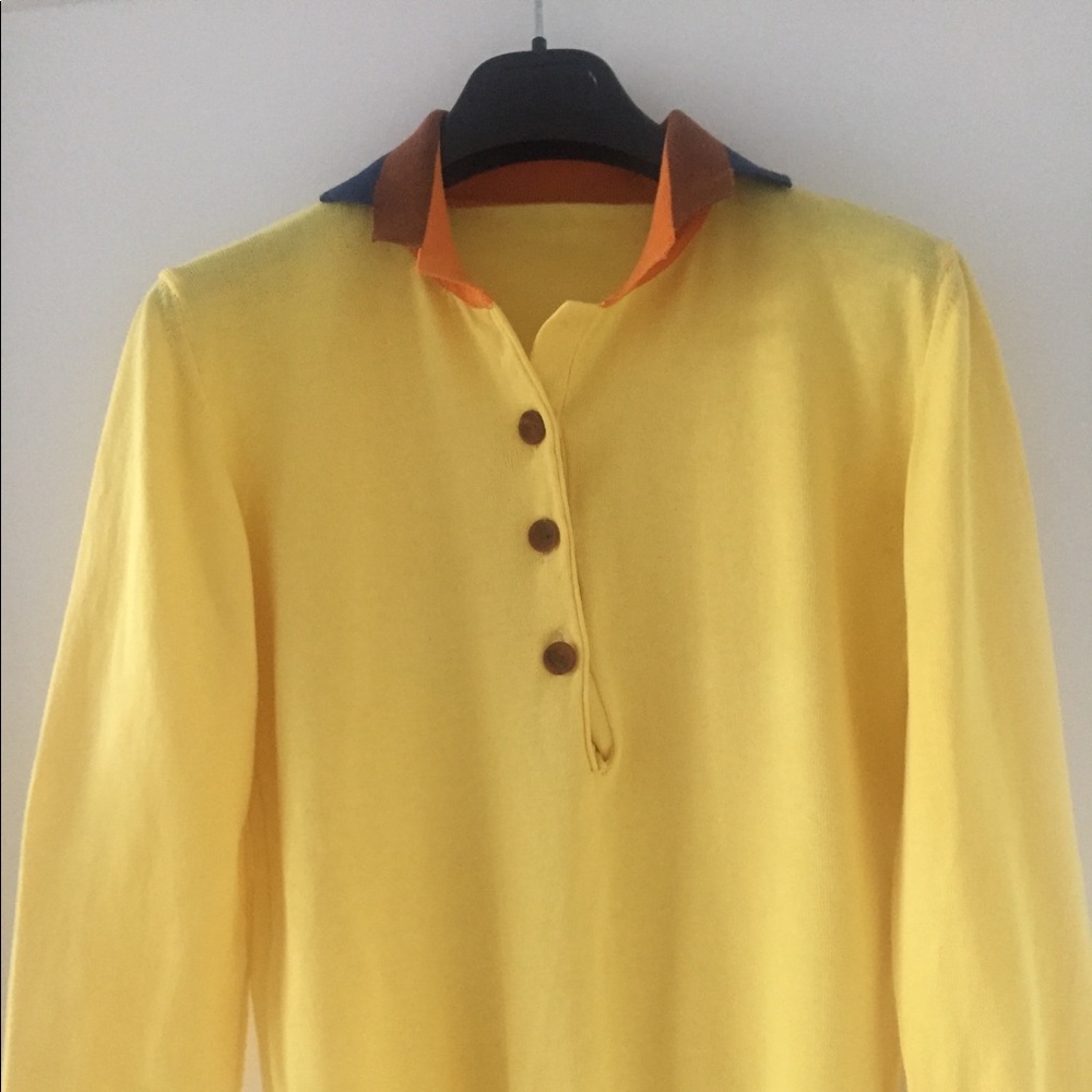 Sweater- Polo Shirt Yellow Long-Sleeve